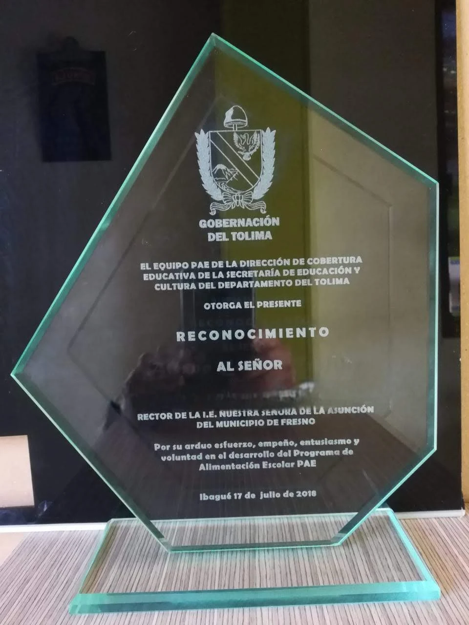 Placa velero cristal